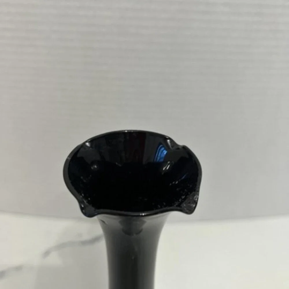 Vintage Black Amethyst Swung Glass Bud Vase 8-1/4 in.